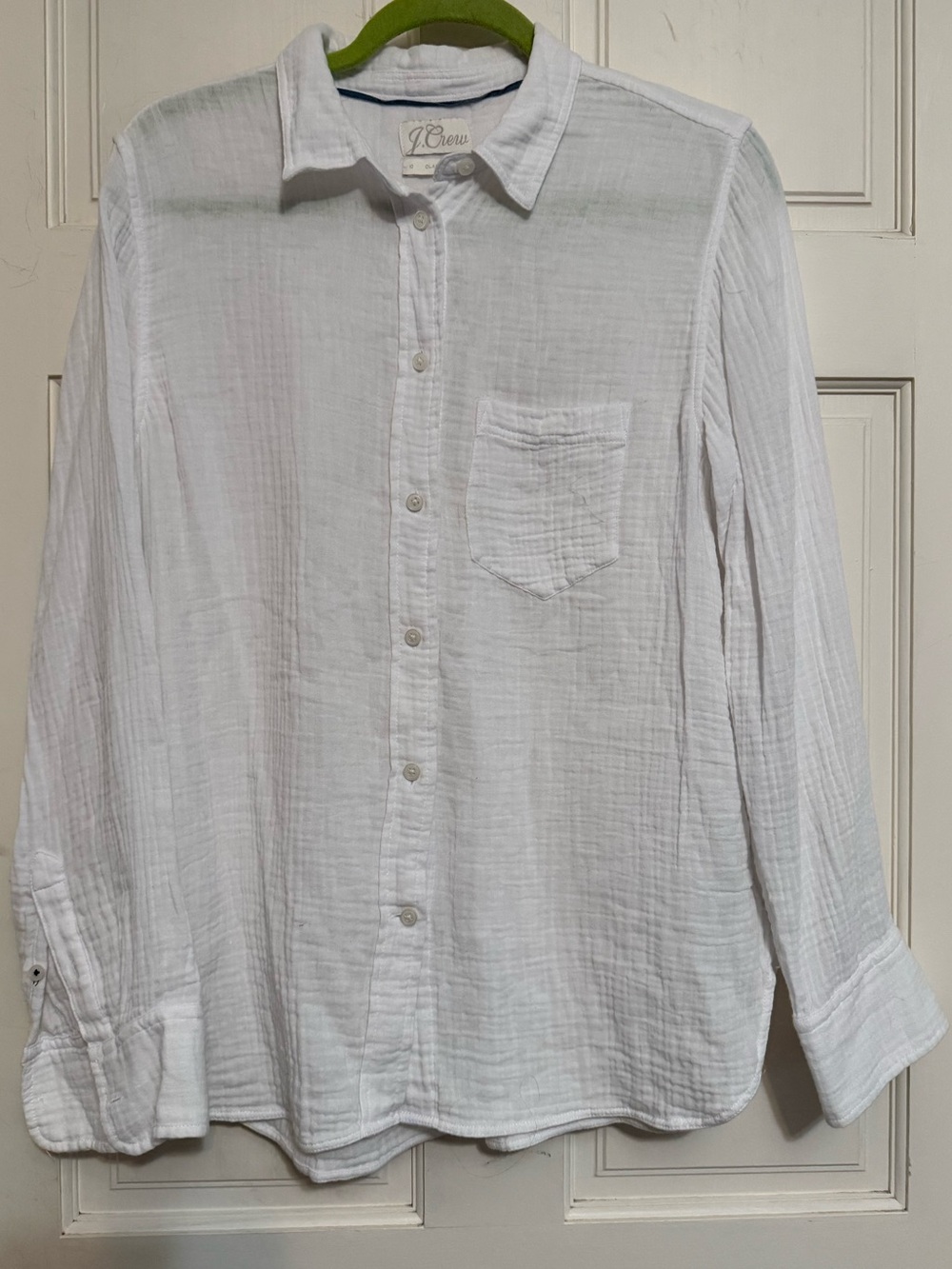 J. Crew White Lightweight Gauze Button-Down Shirt
